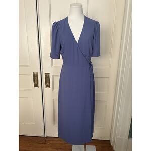 Artizia Wilfred Lulea Button Wrap Midi Dress Womens Size 6 Blue Classic Preppy